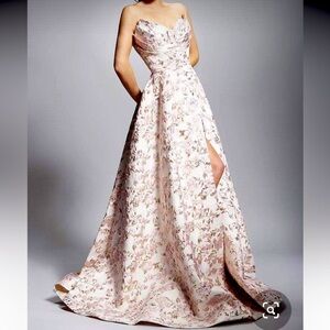 Nicole Bakti Rose Gold Gown w/ pockets (size 6) new with tags